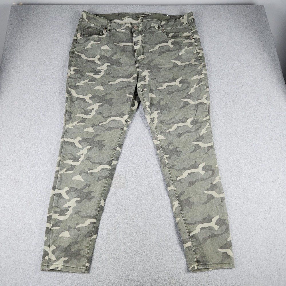 Maurices Skinny Jeans Women 22W Green Camo Cotton High Rise Stretch Streetwear